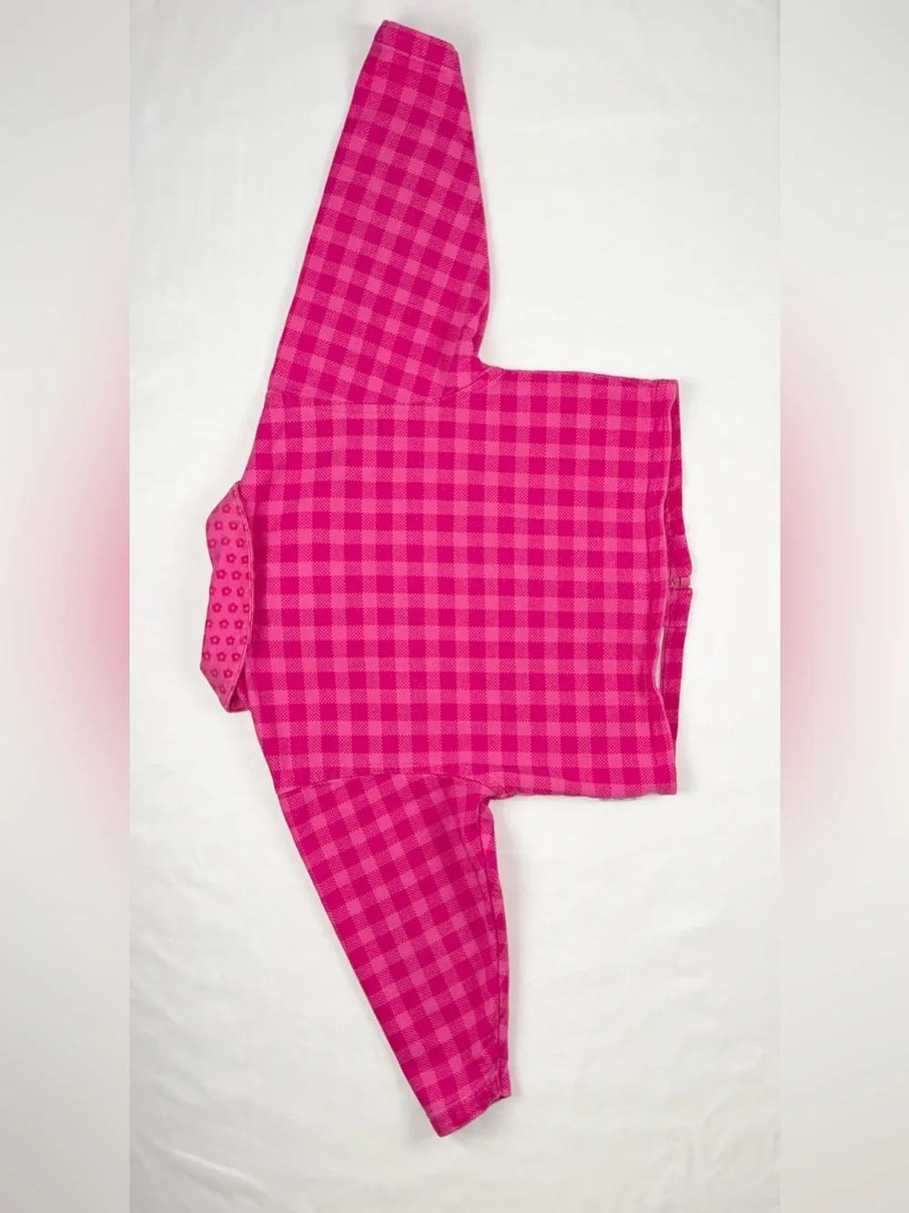 Gymboree (MED) 1990s Pink Plaid Gingham Zip-Up Rainbow Tag Vintage Jacket